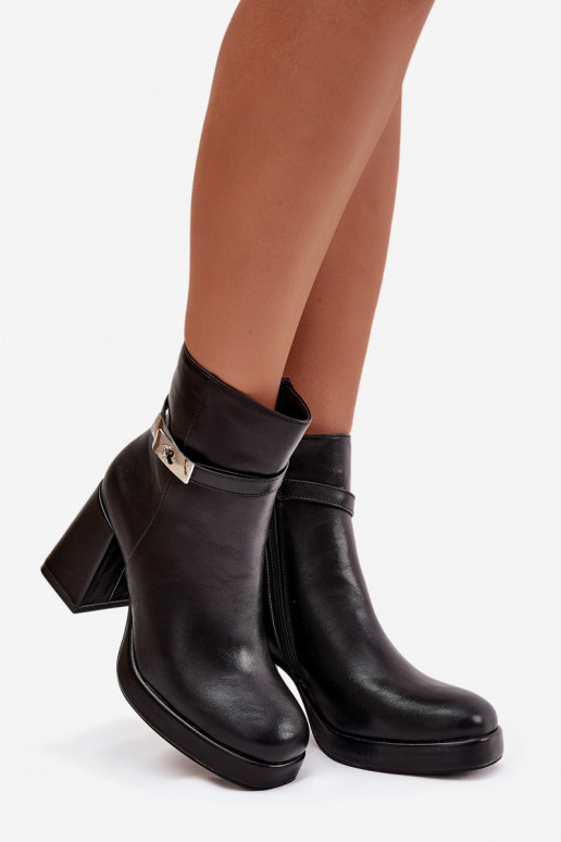 zateplené Dámské podpatky se zdobenými podpatky Černé Giordina