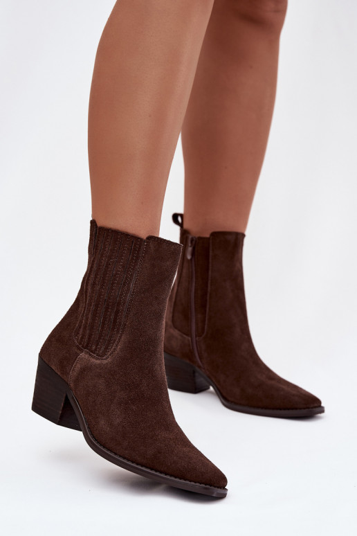 ze semiše Kovbojské boty se zateplením uvnitř hnědá Arelia