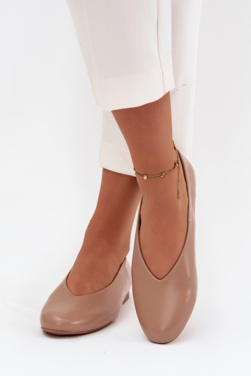 baleríny  z ekologické kůže s širokými podpatky béžové Olyssia