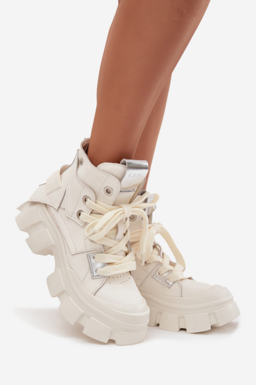  zateplené Sportovní styl Dřeváky GOE SS2N4055 bílé