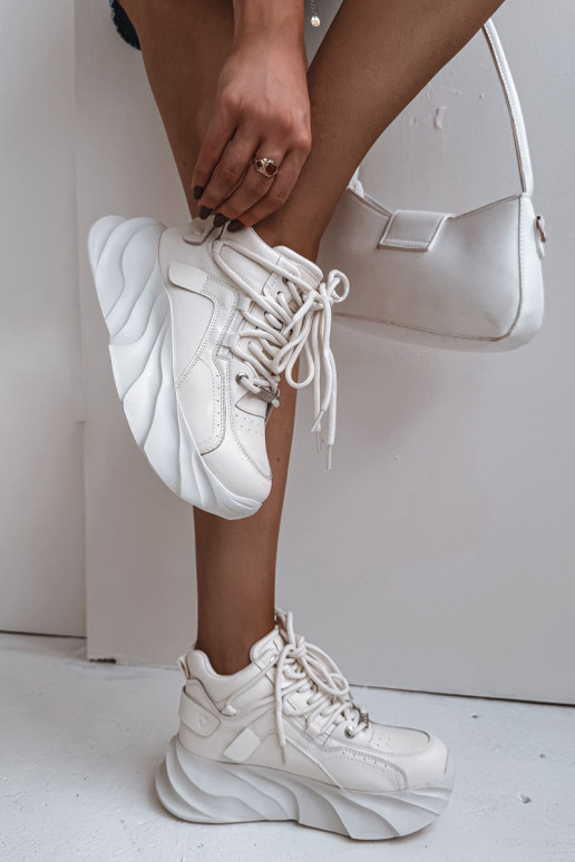 Tenisky  pravá kůže GOE SS2N4037 Zgaszona Biel