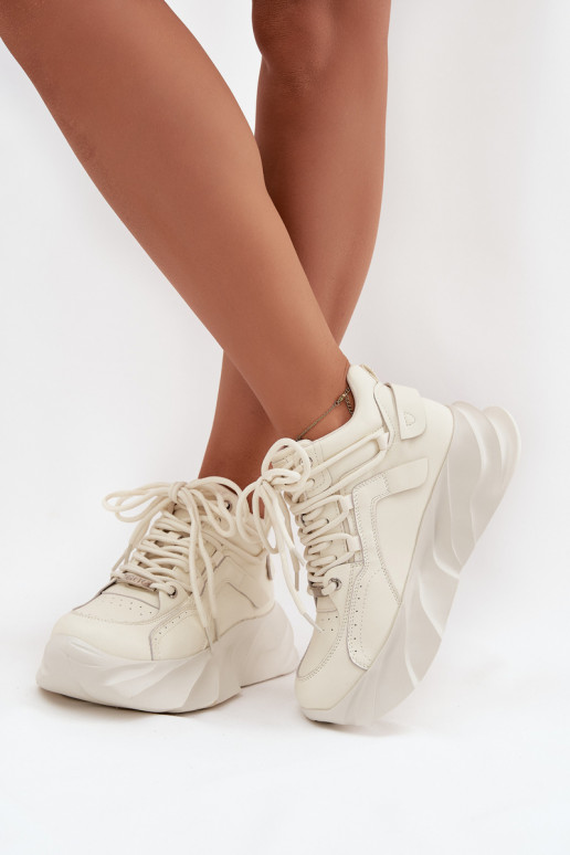 Tenisky  pravá kůže GOE SS2N4037 Zgaszona Biel