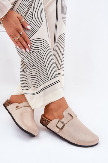 Pantofle ChodakI  i s platformou s přezkami béžové Selio