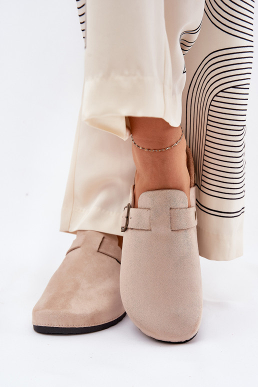 Pantofle ChodakI  i s platformou s přezkami béžové Selio