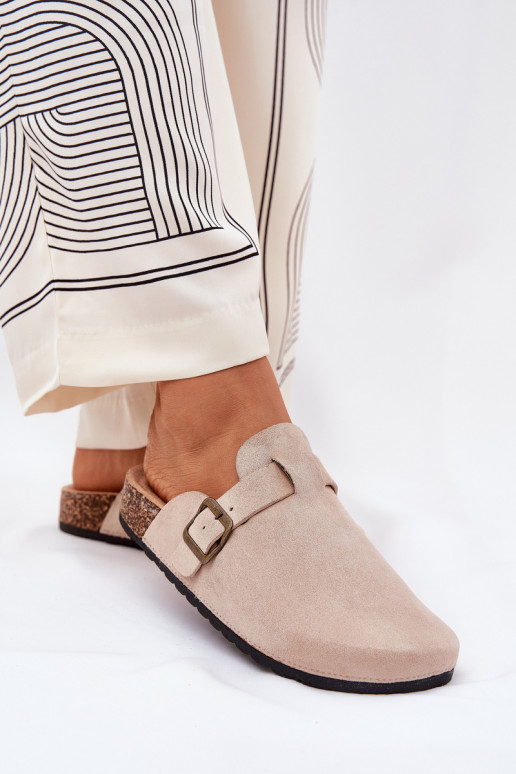 Pantofle ChodakI  i s platformou s přezkami béžové Selio