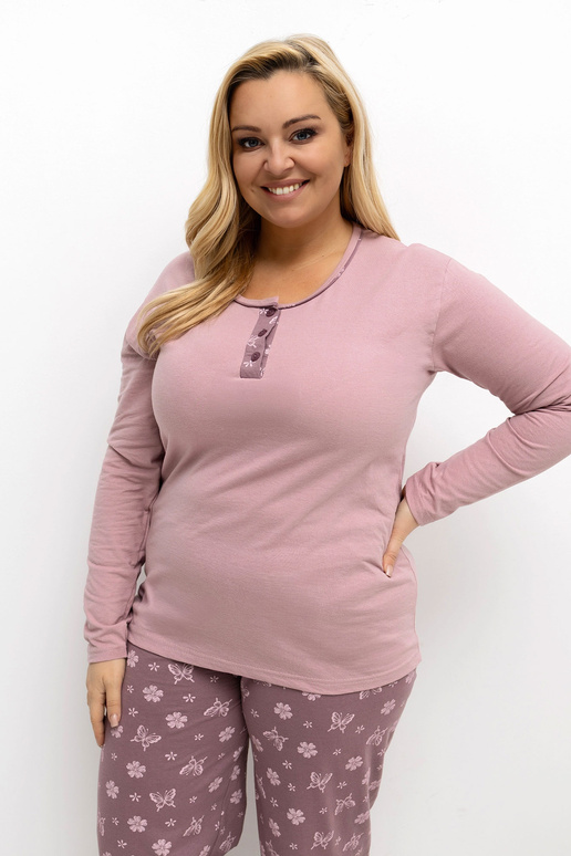 Dvoubarevné pyžamo světle růžové