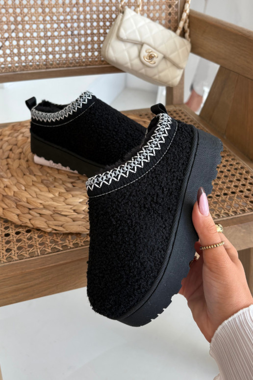 Sněhule Dětské  s kožešinou Typu Baranek Černé Selathiel