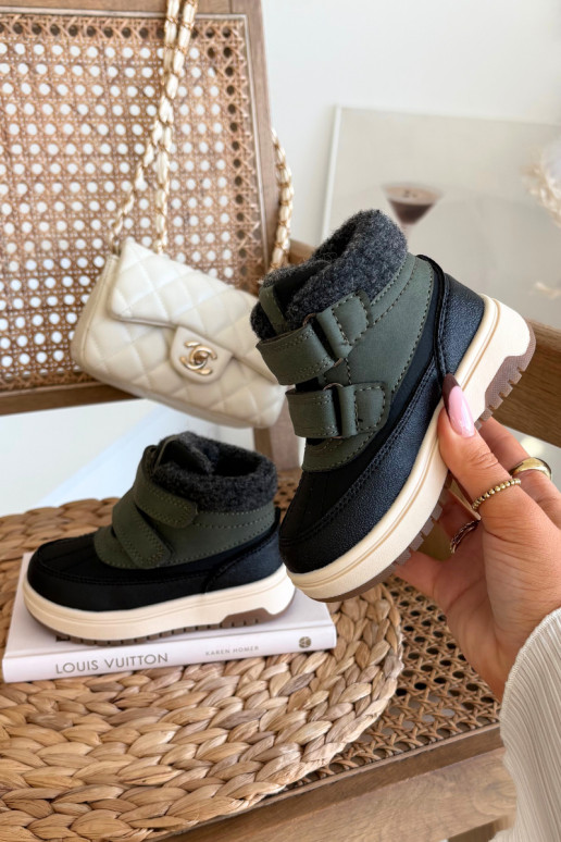 zimní boty Dětské boty do sněhu se samolepicími uzávěry zelené-Černé Darlene