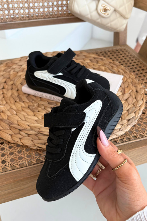 boty Dětské tenisky Z s lepeným zapínánímem Černé a-bílé Perrin