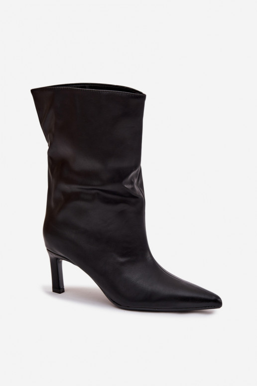 Slip-on vzor Dámské podpatky s tenkými podpatky z ekologické kůže Černé Norell