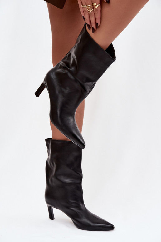 Slip-on vzor Dámské podpatky s tenkými podpatky z ekologické kůže Černé Norell