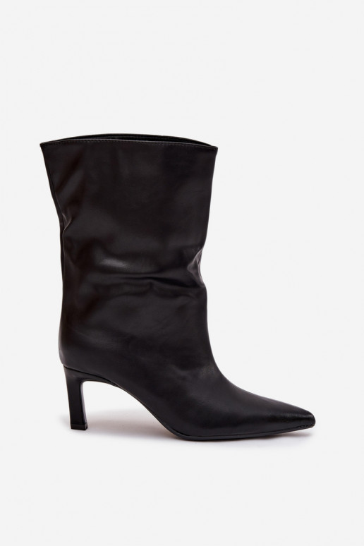 Slip-on vzor Dámské podpatky s tenkými podpatky z ekologické kůže Černé Norell