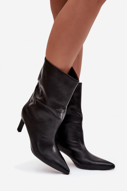 Slip-on vzor Dámské podpatky s tenkými podpatky z ekologické kůže Černé Norell