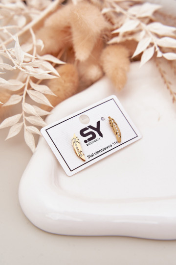 se stylovými detailyi Listki s třpytivými očky Stal Nierdzewna zlaté barvy