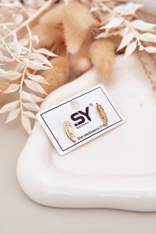 se stylovými detailyi Listki s třpytivými očky Stal Nierdzewna zlaté barvy