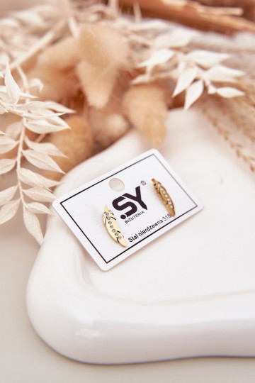 se stylovými detailyi Listki s třpytivými očky Stal Nierdzewna zlaté barvy 2