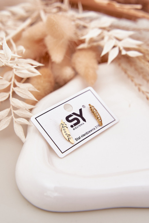 se stylovými detailyi Listki s třpytivými očky Stal Nierdzewna zlaté barvy