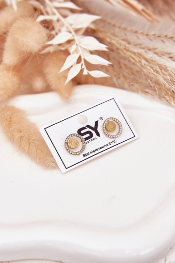 se stylovými detailyi z nerezové oceli Kółka s třpytivými očky zlaté barvy 2