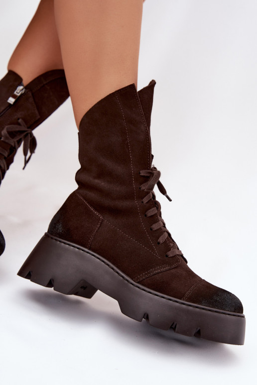 boty   Z Naturalnego Zamszu Zazoo 976 Czekoladowe