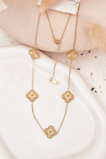 šperky na krk z nerezové oceli Z s květinovými motivyuszkami zlaté barvy