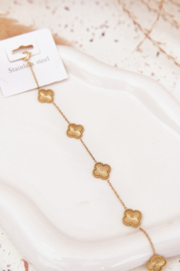 Náramek z nerezové oceli Z s květinovými motivyuszkami zlaté barvy 2