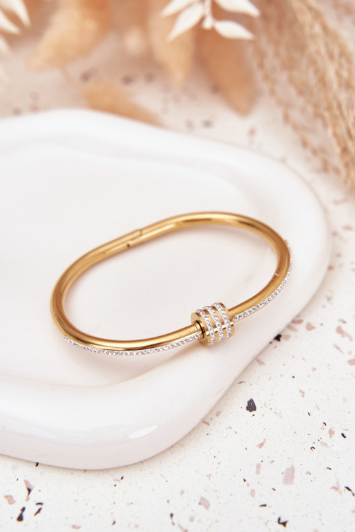 Náramek  s třpytivými očky Stal Nierdzewna zlaté barvy