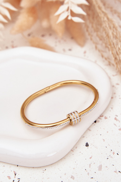 Náramek  s třpytivými očky Stal Nierdzewna zlaté barvy