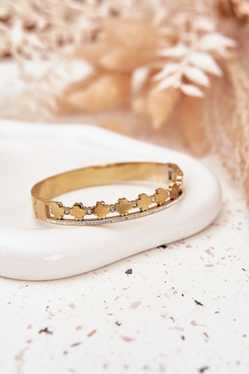 Náramek z nerezové oceli Ozdobiona Cyrkoniami zlaté barvy 2