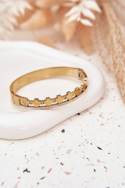 Náramek z nerezové oceli Ozdobiona Cyrkoniami zlaté barvy