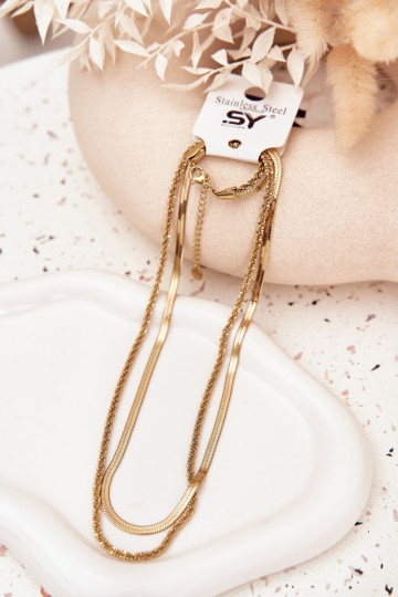 Dvojitý řetěz z nerezové oceli zlaté barvy 2