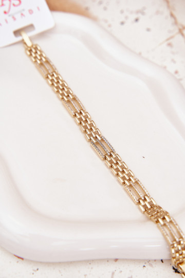 Náramek  z nerezové oceli s třpytivými očky zlaté barvy 2