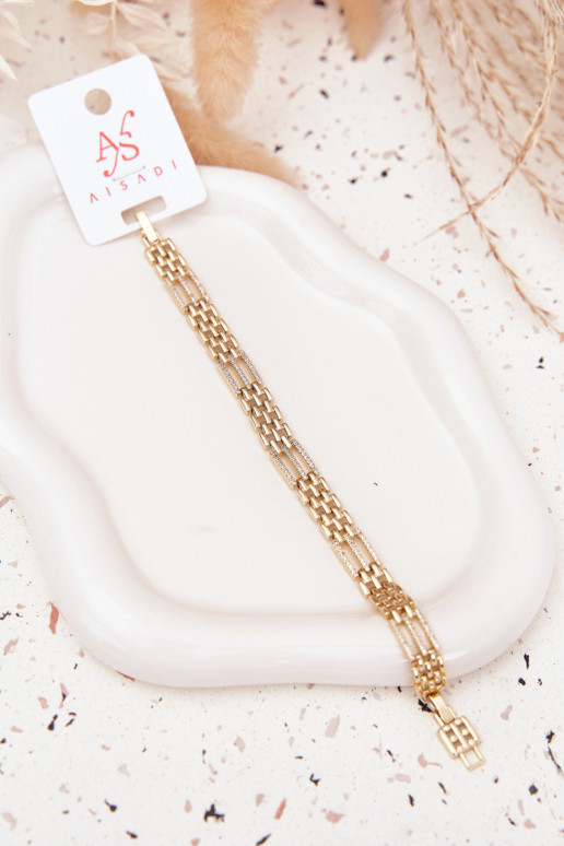 Náramek  z nerezové oceli s třpytivými očky zlaté barvy