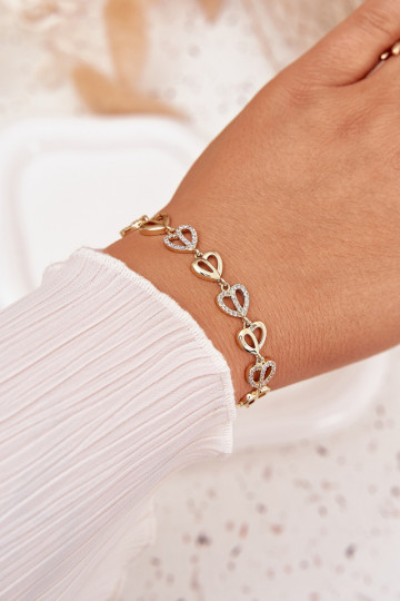 Náramek z nerezové oceli s třpytivými očky zlaté barvy