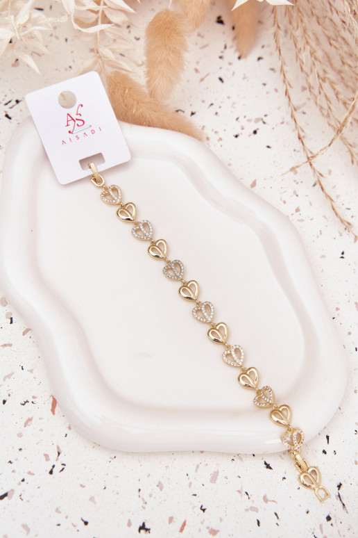 Náramek z nerezové oceli s třpytivými očky zlaté barvy