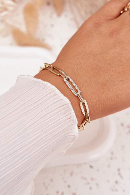 Náramek  s řetízky z nerezové oceli zlaté barvy