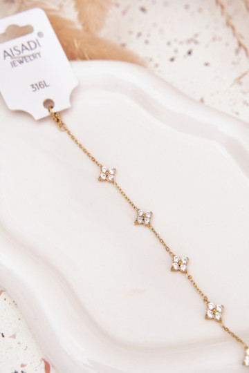 Náramek Z s květinovými motivyuszkami Stal Chirurgiczna zlaté barvy 2