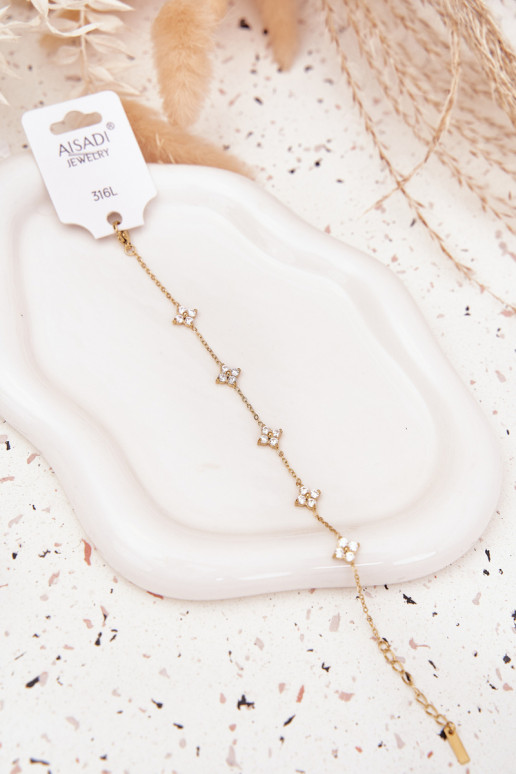 Náramek Z s květinovými motivyuszkami Stal Chirurgiczna zlaté barvy