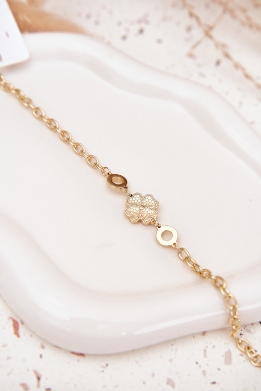 Náramek Z Koniczynką z nerezové oceli zlaté barvy