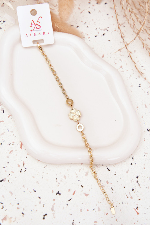 Náramek Z Koniczynką z nerezové oceli zlaté barvy