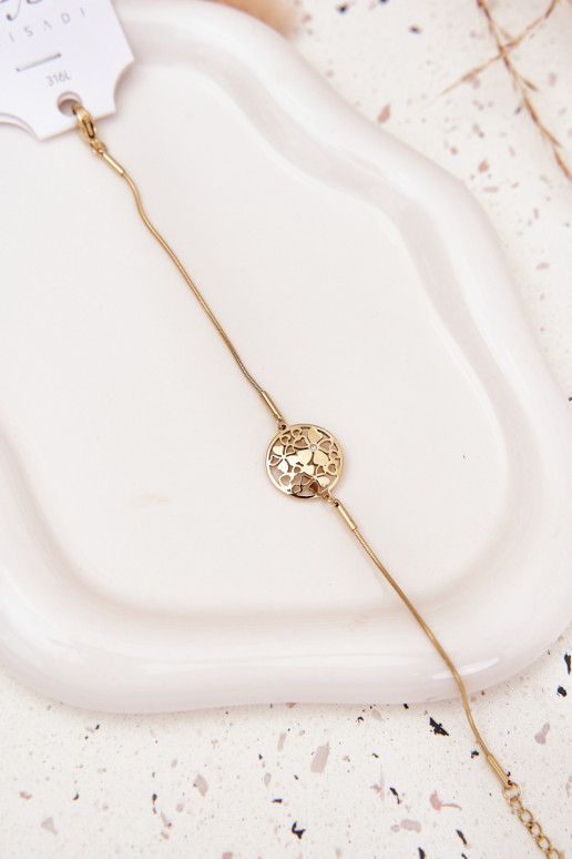 Náramek   Kółko Z s květinovými motivyuszkami zlaté barvy