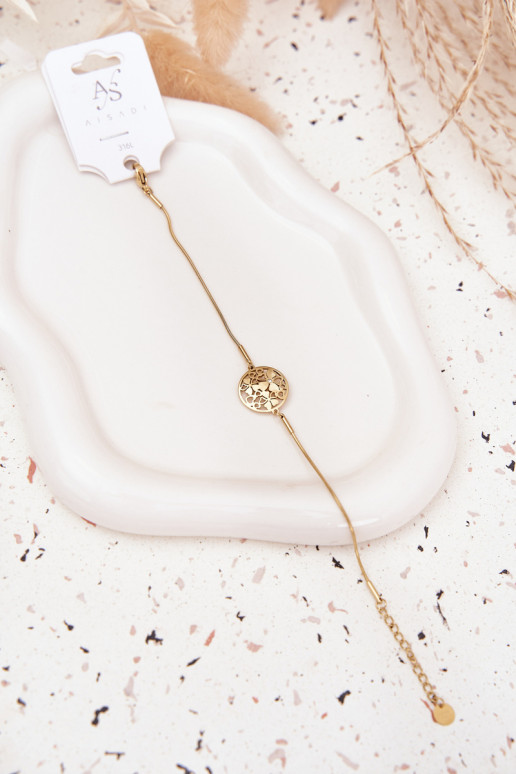 Náramek   Kółko Z s květinovými motivyuszkami zlaté barvy