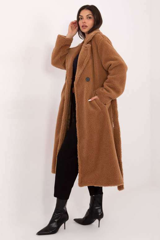 Kabát IT plyšový velbloudí barvy