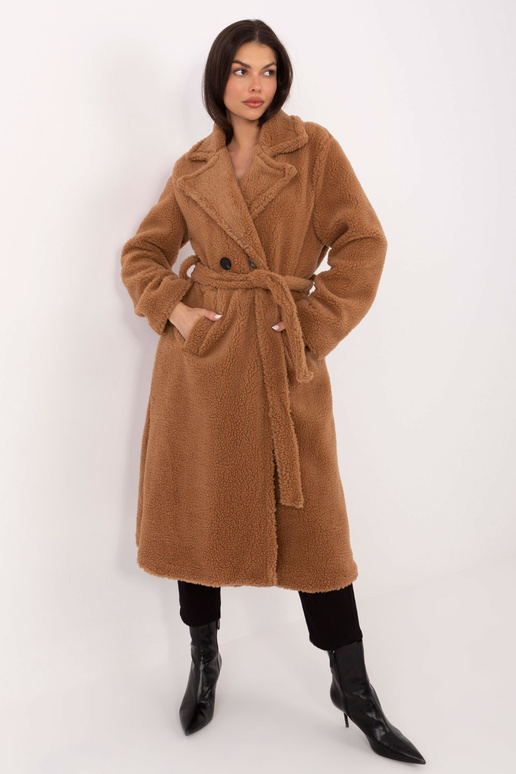 Kabát IT plyšový velbloudí barvy