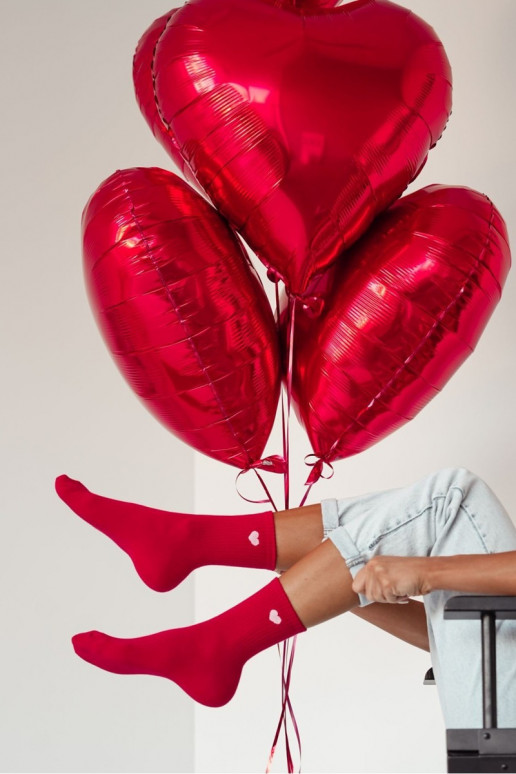 Ponožky  Drobne Serduszko červené