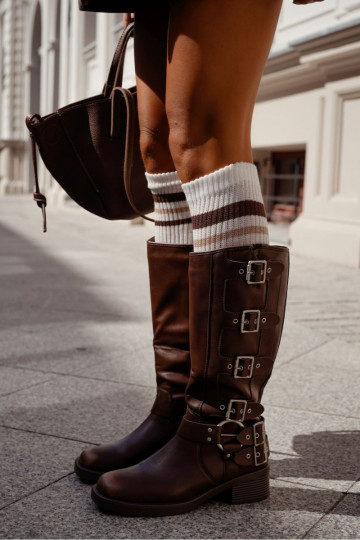 Podkolanówki Prążek s pruhy slonová kost