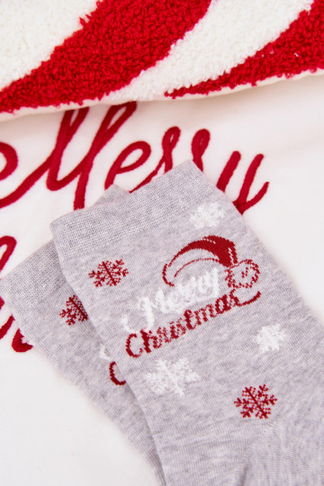 Ponožky  Vánoce  s nápisem šedá