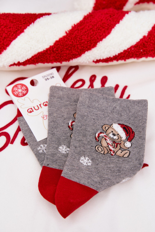 Ponožky  Vánoce  Medvídci Santa Clausa šedá