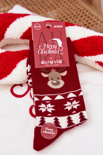 Skarpety  Vánoce  s jelenem vínová