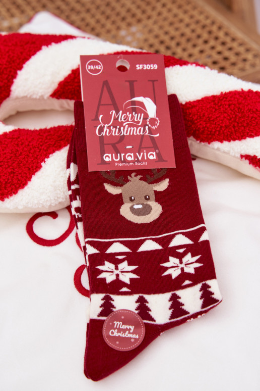 Skarpety  Vánoce  s jelenem vínová