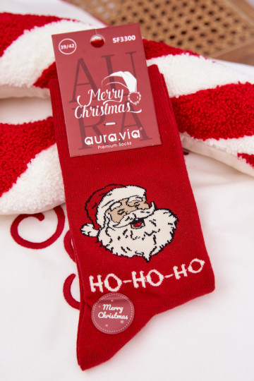 Skarpety  Vánoce Śmiejący Się Santa Claus červené